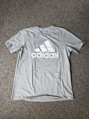 adidas Gray Short Sleeve Logo Tee with White Trefoil